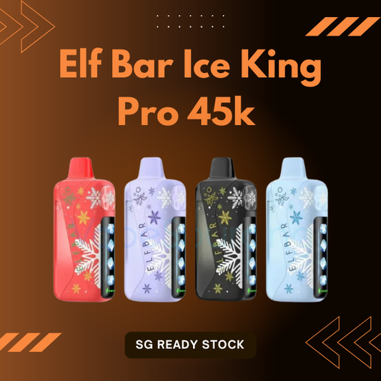 Elf Bar Ice King Pro 45K disposable vape device with transparent e-liquid tank layout