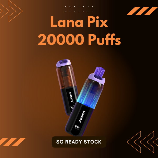 Lana Pix 20000 Puffs disposable vape showing smart LED screen and foldable mouthpiece design
